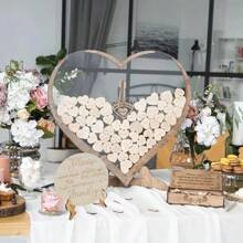 1 Set Of Wooden Heart/Butterfly Shaped Guestbook, Creative Wooden Sign-In Book For Wedding, Housewarming, Birthday, Bachelor Party, Graduation, Anniversary, Baby Shower, Party Table Decoration, Romantic Event Decoration, Elegant Wedding Decorations And Wedding Gifts - No Electricity Required, Great For Christmas And New Year Events Summer Beach Back To School School Supplies Room Decor