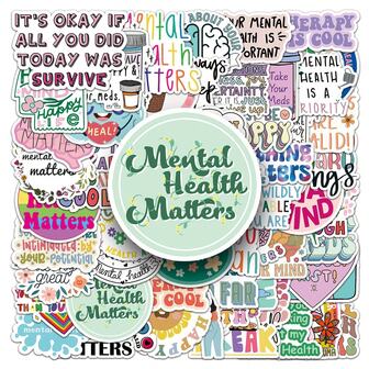 100pcs Motivational Mental Health Doodle Stickers, Cute Aesthetic Vinyl Stickers For Water Bottles, Laptops, Phones, Skateboards, Guitars, Luggage, Scrapbooks, Helmets, Bikes, Motorcycles, Cars, Backpacks, Perfect For Halloween, Christmas, Thanksgiving, Easter Party Decoration & Gifts