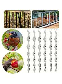 6pcs Large 11in Bird Repellent Reflective Scare Rods Ornamental Spinner Deterrent Control Device Keeps And Birds Awaw