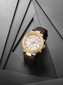 Versace Men's Quartz Watch,Brown Leather Strap Wrist Watch With Gold-Tone Steel Case,Watch Gift For Men,VEPY00220