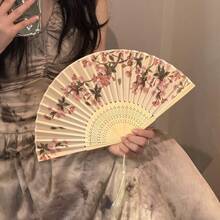 1 件女童竹折叠中国风小扇子流苏花道具服装古装舞蹈竹扇，优雅、舒适、华丽风格 - 彩色 - 查看 6