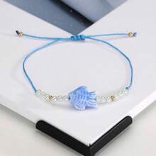 1 Set Bohemian Colorful Ceramic Fish Braided Bracelet Set (Ceramic Fish Color Is Random, Minor Cracks Are Normal Craftsmanship)