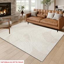 Soft Nordic Simple Lines Area Rug, Comfortable For Bedroom, Living Room, Study, Entryway, Office, Room Decor As Floor Mat, Modern Polyester Absorbent Floor Mat, Washable & Non-Slip, Carpet For Living Room - Indoor All-Season Home Decor, Rugs For Bed Room, Living Room Large Rugs, Beige/Cream Tones, Bedroom Rug, Living Room Dector | Bedroom Dector