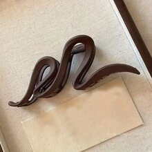 1PC Women's Large Matte Wave Hair Clip - Vintage Style, Solid Color Plastic Shark Clip, Easy Styling And Bun Design - ngẫu nhiên - Xem 2