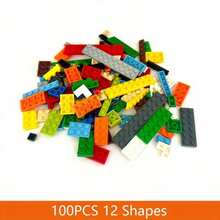 1 Bag 100PCS 12 Shapes Thin Plate Parts City Bulk Building Blocks Mixed Accessory Creative Bricks Compatible Brand 1x1 1x2 1x4 Dots - Multicolor - View 2