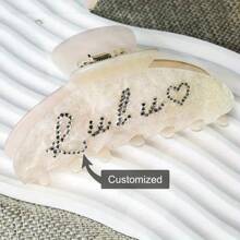 1 Peça Presilha de Cabelo com Strass Personalizável de Face Única - Acessório de Cabelo Retangular Personalizado, Presilha de Cabelo com Strass Elegante para Mulheres, Presente de Princesa (Médio, 3 Cores: Branco, Rosa Claro, Rosa), Presilha de Cabelo Decorativa