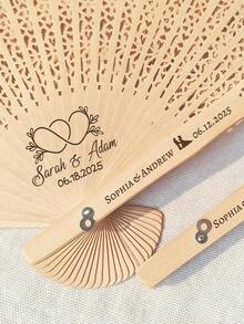 Personalized Wedding Hand Fan, Engagement Gift, Bride Gift, Party Favors, Groomsman Gift, Thank You Gift, Wholesale Personalized Wedding Guest Gifts Hand Fan - Multicolor - View 3