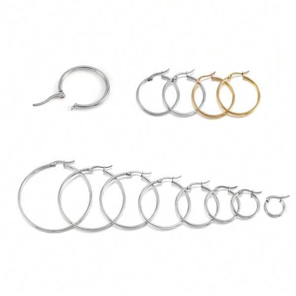 10 peças de brincos de aço inoxidável dourados de 15-50 mm, ganchos abertos para brincos, base para brincos, pingentes para fazer joias, acessórios