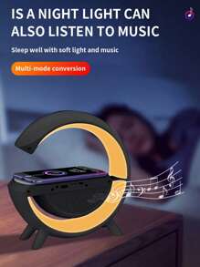 Lampe RVB colorée, commande par application, lampe de chevet de nuit avec chargement sans fil pour téléphone portable, enceinte créative, lampe de nuit de chevet de chambre à coucher intelligente et colorée, chargeur sans fil pour téléphone portable et montre, enceinte musicale, lampe de décoration de bureau