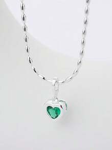 1 Stück Sterling-Silber 925 eleganter und romantischer herzförmiger bunter künstlicher Zirkonia-Anhänger - ideal für den täglichen Gebrauch und Bankettkleidung von Frauen. Perfekte Schmuckgeschenke für Geburtstage, Valentinstag, Muttertag, Erntedankfest und Weihnachten.