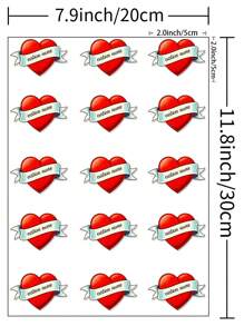 15pcs Custom Old School Heart Temporary Tattoo, Custom Names Tattoo For Mother's Day, Fun Gift For Loved One, Best Friend Or Family Member, Multi-Functional, Ornamental, Letter, Solid Color, Exquisite, Stylish, Vintage, Modern, Colorful, Leisure, Basics, Casual, Soft, Unique, Customized, Personalized, Custom, Ideal Gifts For Her, Girlfriend, Her, Boyfriend, Friends,Beauty & Health,Halloween Edit