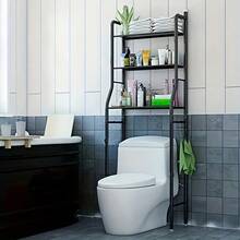 3-Tier Metal Bathroom Storage Rack, Space-Saving Over-Toilet Shelf Organizer With Frame, No-Drill Installation For Small Spaces, Toilet Storage Solution | Minimalist Design | Nodrill Setup, Bathroom Organizers And Storage, Standing Shelf, Shelves - 黑色 - 查看 6