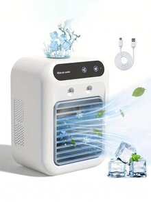 1pc Compact USB Powered Mini Air Conditioner Fan - Portable Rechargeable Desktop Air Cooler For Summer Cooling, Suitable For Home And Office Use - Multicolor - View 9