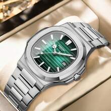 1 pièce Montre pour homme, cadran carré, étanche 50 m, boîtier en acier inoxydable 316 anti-rouille, lumineux, mouvement à quartz japonais importé - Haute qualité, pile japonaise longue durée, calendrier, garde-temps précis. Cadeau d'anniversaire, fête des pères, mariage, souvenir, rentrée scolaire