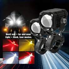 Heyword Heyword 1pc/2pcs External LED Lights For Cars And Motorcycles, Ultra-High Brightness, High And Low Beam Lights, Explosive Flashing Yellow, White, Red, And Three Color Freely Changing Flashing Lights, Off-Road Vehicle Universal Lighting Work Lights