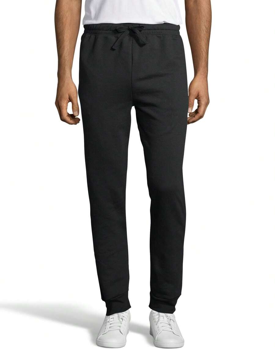 Hanes Mens EcoSmart Fleece Jogger Sweatpant With Pockets, S, Black - Black - View 1
