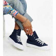 Zapatillas deportivas altas cómodas y versátiles para uso diario de mujer - Azul Marino - Ver 3