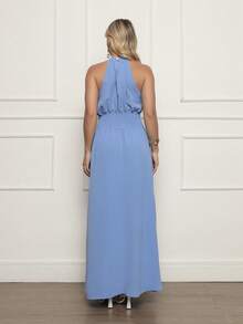 Long Sleeveless Party Dress With Luxury Padding - 藍色 - 查看 3