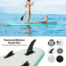 10FT Inflatable Surfboard Stand Up Paddleboard  Paddle Board With Kayak Paddle Hand Pump Carry Bag Green