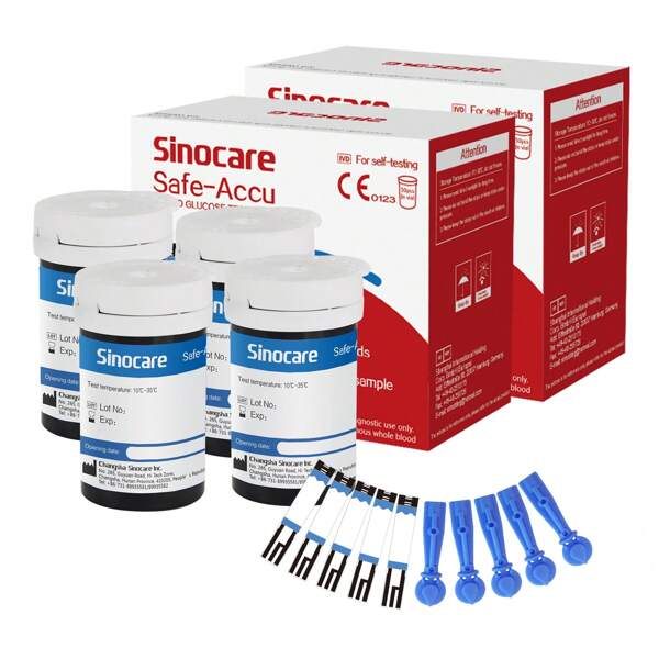 (sin medidor) Safe-Accu glucosa en sangre 100 tiras reactivas y 100 lancetas