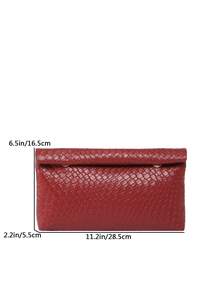 1 chiếc túi xách thời trang màu trơn, chất liệu PU, dung tích lớn, nắp gập có khóa nam châm, hình vuông, họa tiết da cá sấu, túi xách nữ đa năng dùng cho tiệc tùng, buổi tối, phù hợp cho phụ nữ đi du lịch và mua sắm. - Đỏ - Xem 10