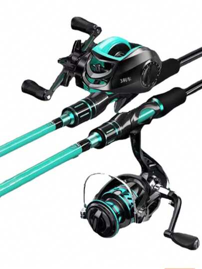 Saltwater Fishing Rod Carbon Fiber Casting Rods, Long Distance Throwing Rods, Baitcasting Reel Full Set Lure Fishing Rod Kit