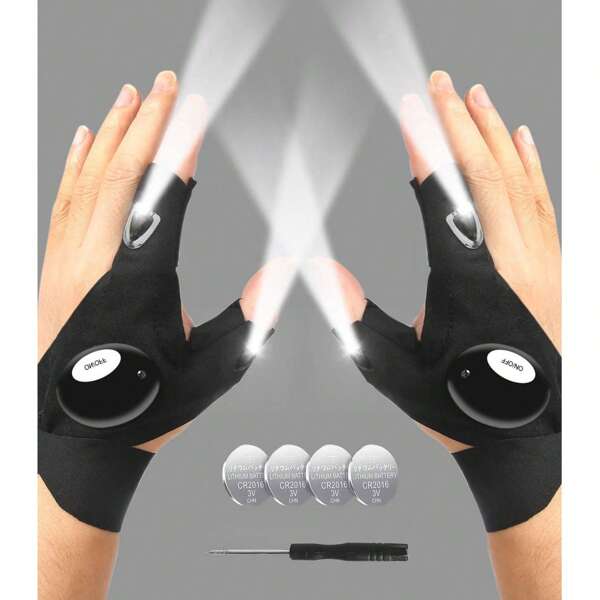 LED beleuchtete Anglerhandschuhe für Notfall-Reparaturen, Nachtangeln Beleuchtungshandschuhe, Fingerleuchten Handschuhe