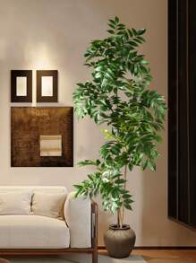 76/140cm Tropical Artificial Ficus Tree Fake Large Nandina Tree Branch Plastic Palm Tree Plastic Lacquer Plants ;Eaves Tall Green Banyan Plants For Home Garden Office Decor Without Pot
