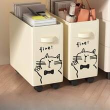 Panier de rangement mobile sous le bureau - panier de rangement multifonctionnel, essentiel pour l'organisation d'un bureau mobile, avec un motif mignon de chat - organisateur sous la table avec roulettes, panier en plastique pour fournitures de bureau pour la maison, l'espace de travail et l'école, pour la rentrée des classes