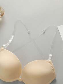 3 件女士纯色胸罩，有肩带和无肩带胸罩，罩杯不支持 - 彩色 - 查看 4