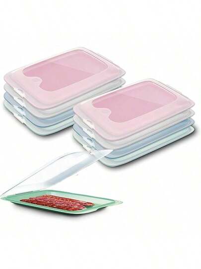 BLOOM STORE - Set de 4 Recipientes para Embutidos Reutilizables | Apilables, Sin BPA | Aptos para Microondas y Lavavajillas | Color Aleatorio