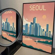 1 件韩国旅行海报艺术咖啡馆酒吧房间墙壁装饰礼物可选相框 - 彩色 - 查看 58