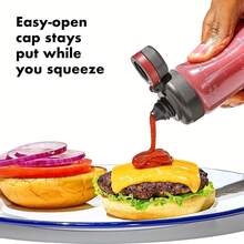 2pcs Condiment Squeeze Bottles, Small Salad Dressing Containers, Salad Sauce, Ketchup, BBQ Sauce Squeeze Bottles, Oil Bottle - Grey - View 8