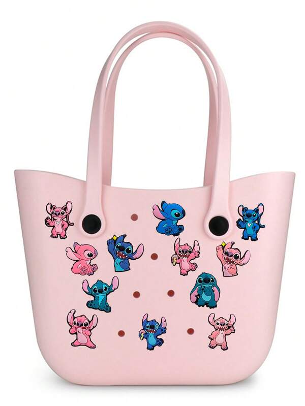 Disney Disney 8/12/16pcs/Set Anime Cartoon Lilo & Stitch-3D Cute And Stylish Detachable Bags Accessories, Stitch Angel Men's/Women's Shoe Charms Shoe Decoration,Cute Stitch Pattern Shoe Charms Set, PVC Shoe Decorations For Beach Bag,Reusable Travel Accessories,Travel Essentials Bag Hooks & Button Mini Portable Bag Hook,Lightweight Replacement Bags Accessories