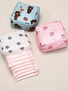 1 geantă portabilă pentru depozitarea absorbantelor sanitare, husă cu fermoar din pânză Oxford pentru absorbante menstruale, geantă de călătorie multifuncțională la modă - potrivită pentru toaletă, absorbante sanitare, ruj, portofel pentru monede, geantă de toaletă de călătorie pentru femei, cosmetice pentru adolescente/femei, înapoi la școală, rechizite de birou și școală, cadou de Crăciun