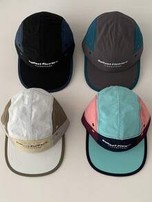 1pc Soft Top Triangle Logo 5-Panel Quick-Dry Baseball Cap, Minimalist Casual Versatile Adjustable Snapback Hat With Stitched Mountain Peak & Letter, Spring/Summer Lightweight Sun Protection Outdoor Sports Cap,Beach,Holiday - Flat Eaves Quick Drying - View 6