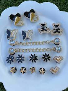 18 Peças Elegante Presilha para Sapato com Pérola Falsa, Borboleta e Urso Com Diamante, Acessório Versátil de Decoração DIY com Strass de ABS em Formato de Borboleta para Sandálias, Chinelos, Bolsas de Praia Femininas, Ótimo Presente para o Dia das Mães e Aniversário de Feriado