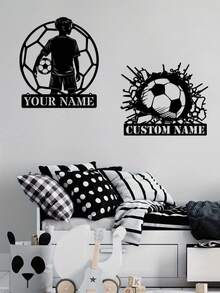 1pc Custom Name Soccer Player Wall Decal, Personalized Boy Name, Football Wall Stickers, Custom Boy Name Soccer Player, Personalized Soccer Decal-Ornaments,Home Decor,Wall Decor,Room Decor,Living Room Decor,Bedroom Decor,Bathroom Decor,Kitchen Decor,House Decor,Personalised Gifts,Graphic Print - Multicolor - View 7