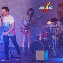 FOMZZE Neon-Licht Gitarren-förmige LED Wanddekoration, USB betriebene Lampe für Musikveranstaltungen, Bar, Heimdekoration - Blau und Gelb Neon-Licht, Musik-Themen Dekoration | Rock Muster | Dekorative LED-Beleuchtung, Gitarren Dekoration