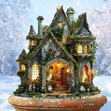 Märchengarten Gartenstecker - Acryl Outdoor Deko mit Reben und Grünpflanzen, verspielter Figur und bunten Blumen, ideal für den Unabhängigkeitstag oder Fantasy-Motiv Gärten, verspielter Garten Akzent | Vintage Garten Kunst | Reben Cottage, Feengarten Accessoire