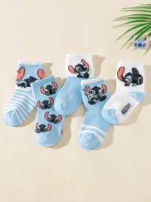 5 Paar Kindersocken mit süßem Stich Muster, geeignet für alle Jahreszeiten