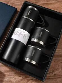 1pc Stainless Steel Three-Lid Long-Lasting Insulated Cup Is A High-End Portable Portable Water Cup Set For Outdoor Business Travel And Household Use, Suitable For Keeping Milk, Coffee, Beer, Tea, Cola, And Cold And Hot Beverages Warm