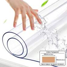 1.0mm PVC 透明桌面保护套 - 多尺寸加厚透明塑料桌罩、矩形床头柜、办公室和电脑桌、沙发儿童桌、小型桌面保护套 - 透明 - 查看 8