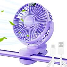 SWEETFULL 4000mAh tragbarer Tischventilator, 360° drehbarer Clip-Ventilator mit LED-Anzeige, wiederaufladbarer leiser Mini-Ventilator, multifunktionaler Zweifach-Ventilator, für Schlafzimmer, Büro, Fitnessstudio, Outdoor, Reise, Sommer