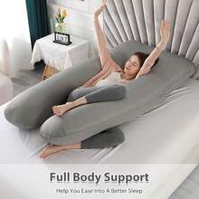 U-Shaped Multi-Functional Pregnant Woman Pillow Provides A Comfortable Sleeping Position For Those Sleeping On The Back, Abdomen And Side. - Xám - Xem 3
