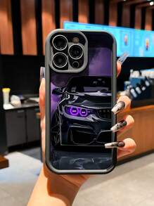 1 pieza Funda de teléfono a prueba de caídas y gruesa de coche de carreras morado apta para 11 12 13 14 11Pro Max 12Pro Max 13Pro Max 14Pro Max XR 15 15PRO 15PROMAX 16 16plus 16promax
