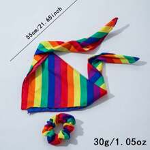 1 set de bandeaux, bandanas pour femmes, foulards carrés rayés multicolores arc-en-ciel pour festival de la fierté, convient pour porter le jour de la fierté, bandeau turban, bandeau de sport