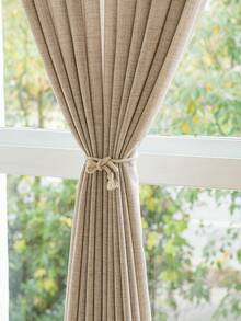 1 件亚麻现代亚麻纱窗帘 - 日式亚麻风格，杆袋设计，适用于客厅和卧室 - 透明轻质滤光窗帘，客厅窗帘，卧室窗帘（面料重量 180 克） - 米色 - 查看 3