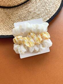 3pcs/Set Mesh Plaid Hair Ties Set, Cute Fresh Simple Hair Scrunchies Hair Accessories, Girl Student Back To School Supplies, Lovely Kawaii Style Scrunchy Hair Ties Ponytail Head Accessories Elastic Band - Multicolor - View 20