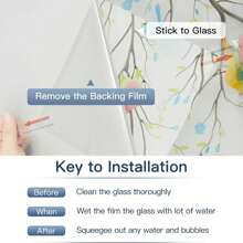 1pc 17.7inch PVC Bird Window Privacy Film, With Installation Tool, Colorful Non-Sticky Matte Glass Decorative Film For Bathroom, Shower Door, Bedroom, Living Room